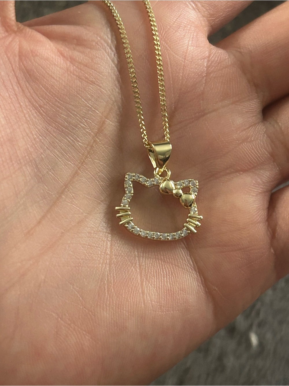 Gold Cat Silhouette Pendant Necklace for Pets - Sparkling Bow Accent